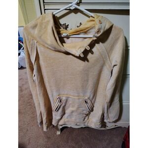 Roxy Hoodie Womens Large Asymmetrical Button Pullover Kangaroo Pocket Casual